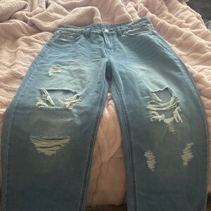 Distressed Light Blue Ripped Jeans